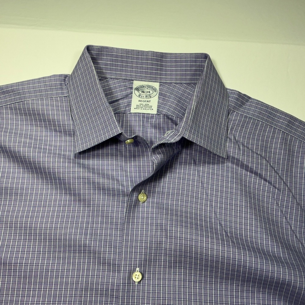 Brooks Brothers Regent Dress Shirt Plaid Checkered Button Down 16-34 - Picture 3 of 10